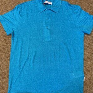 Orlebar Men's short sleeve  linen polo shirt NWT - Med